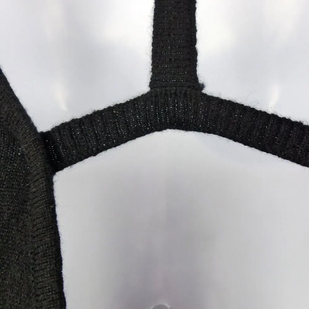 Leetha Back T Cut Out Cashmere Sweater Womens XS Black Pullover Grunge Goth Sexy - Picture 12 of 13